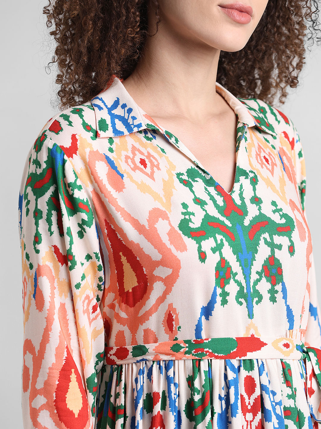 Pink Printed Fit And Flare Dress