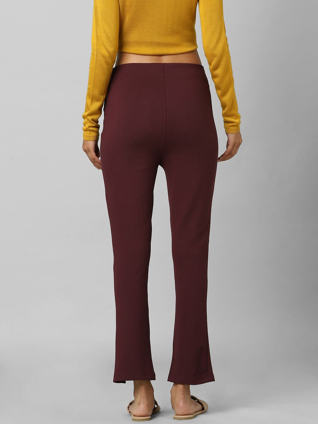 Burgundy High Rise Flared Leggings