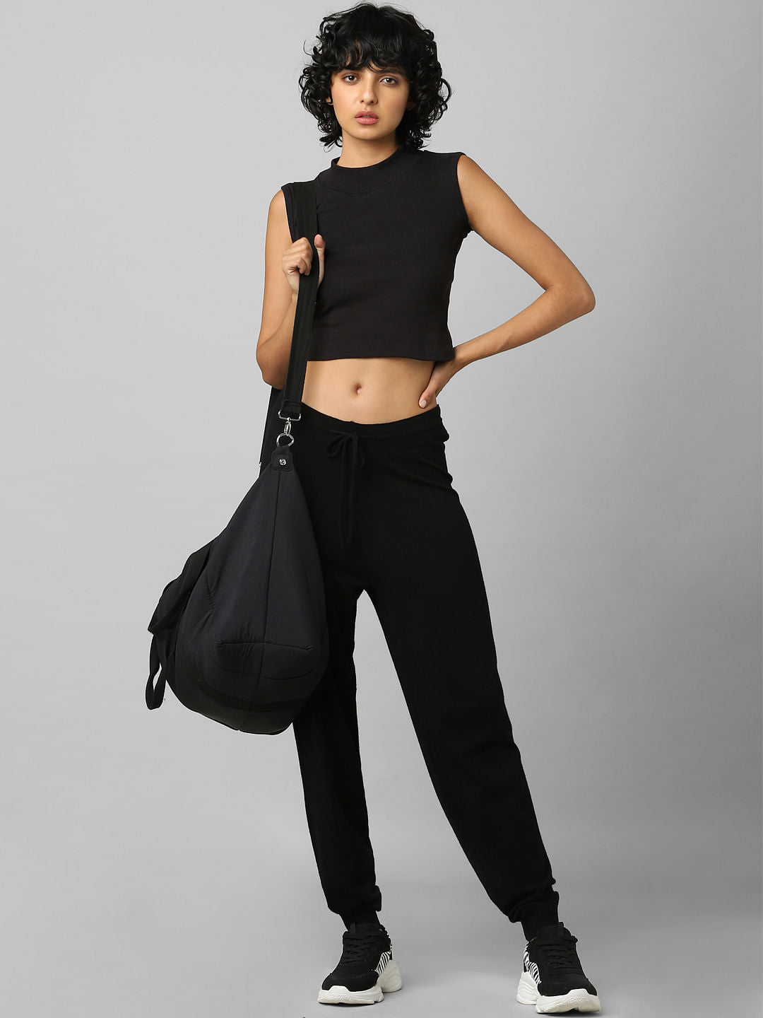 Black Mid Rise Knitted Joggers