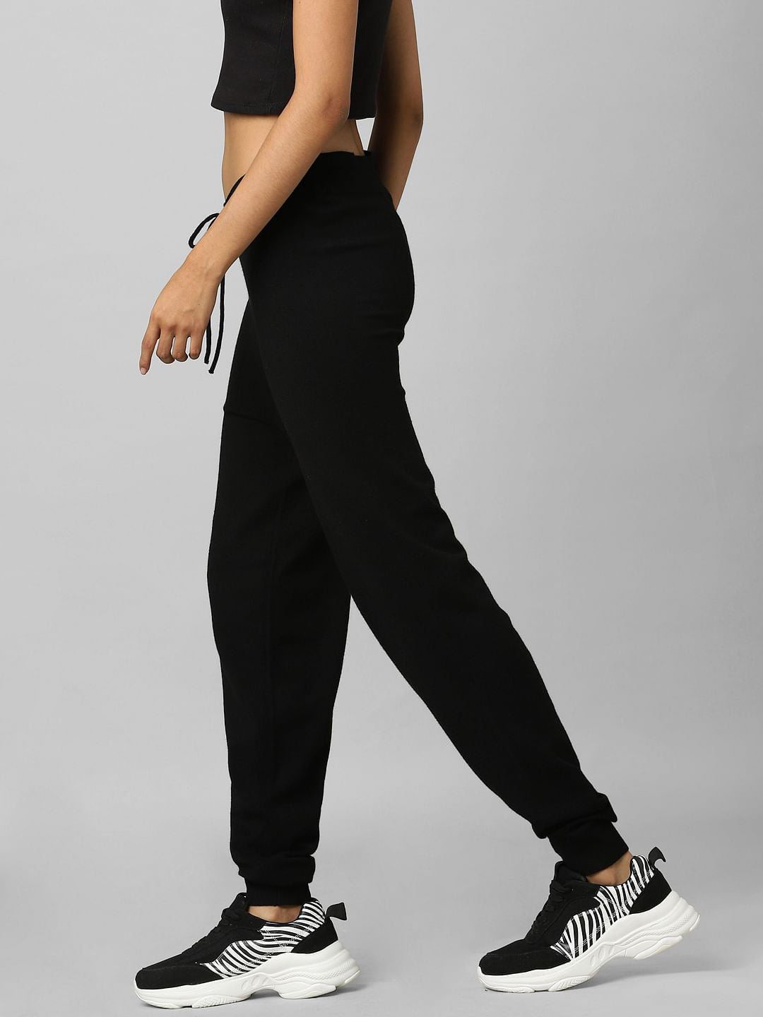 Black Mid Rise Knitted Joggers