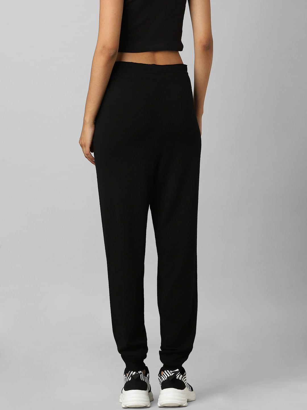 Black Mid Rise Knitted Joggers