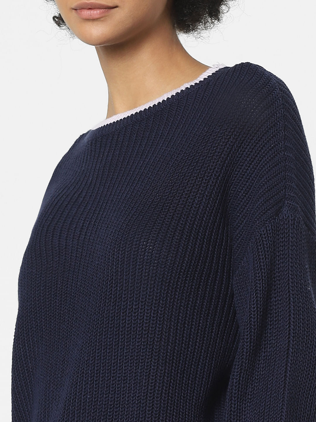 Navy Blue Jacquard Pullover