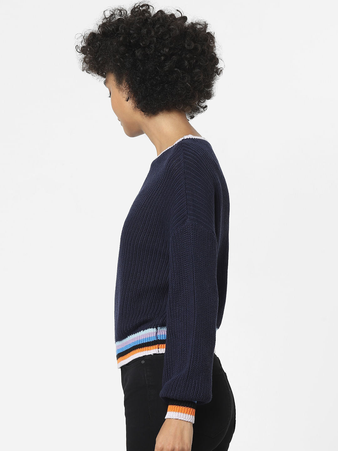 Navy Blue Jacquard Pullover