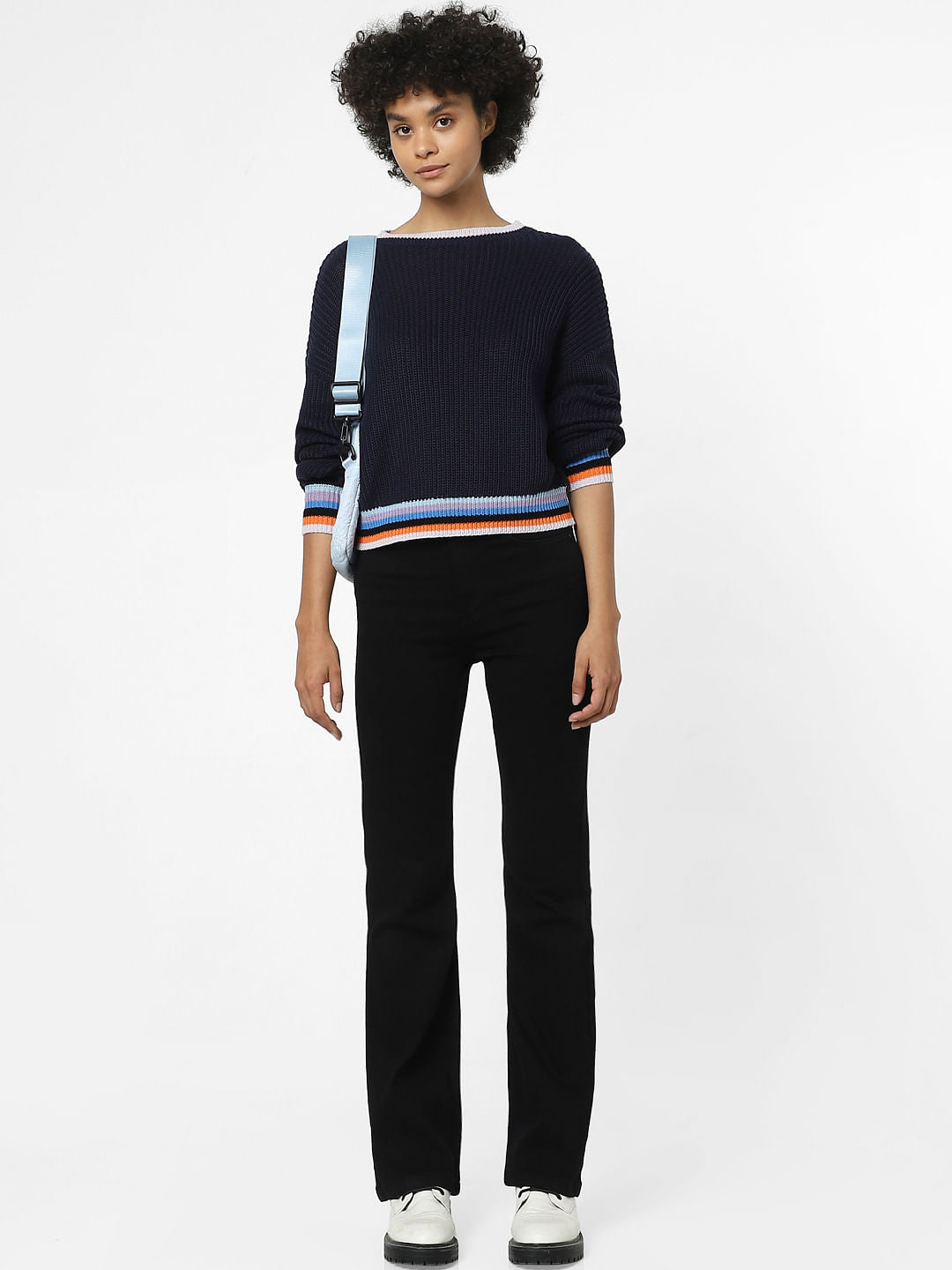 Navy Blue Jacquard Pullover