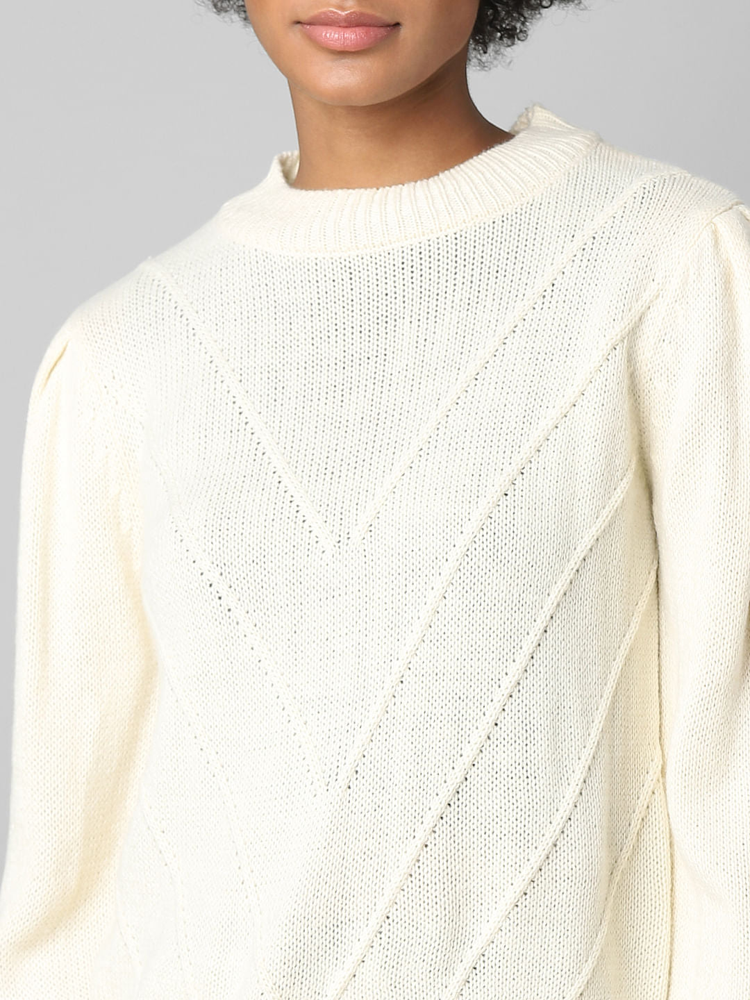 Beige Puff Sleeves Pullover