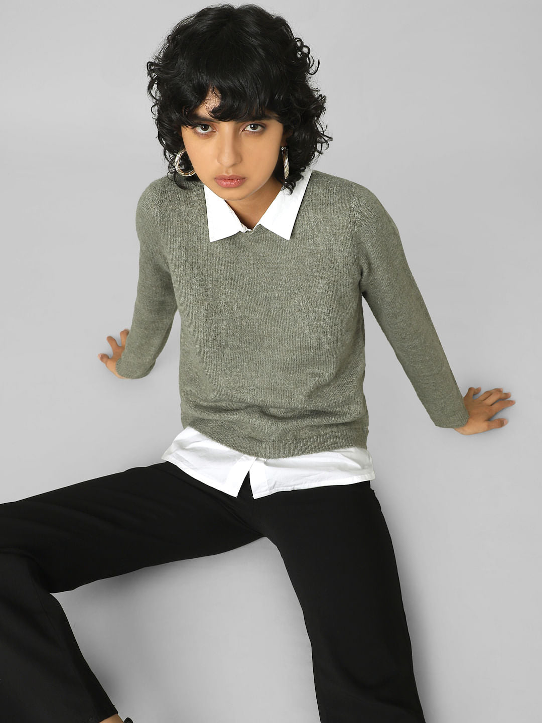 Green Shirt-Insert Pullover