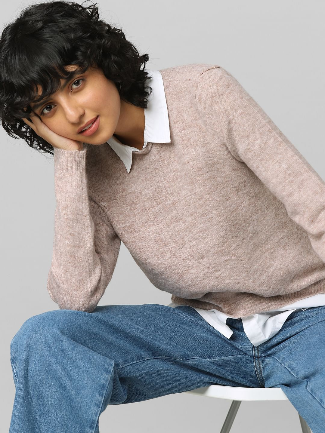 Brown Shirt-Insert Pullover