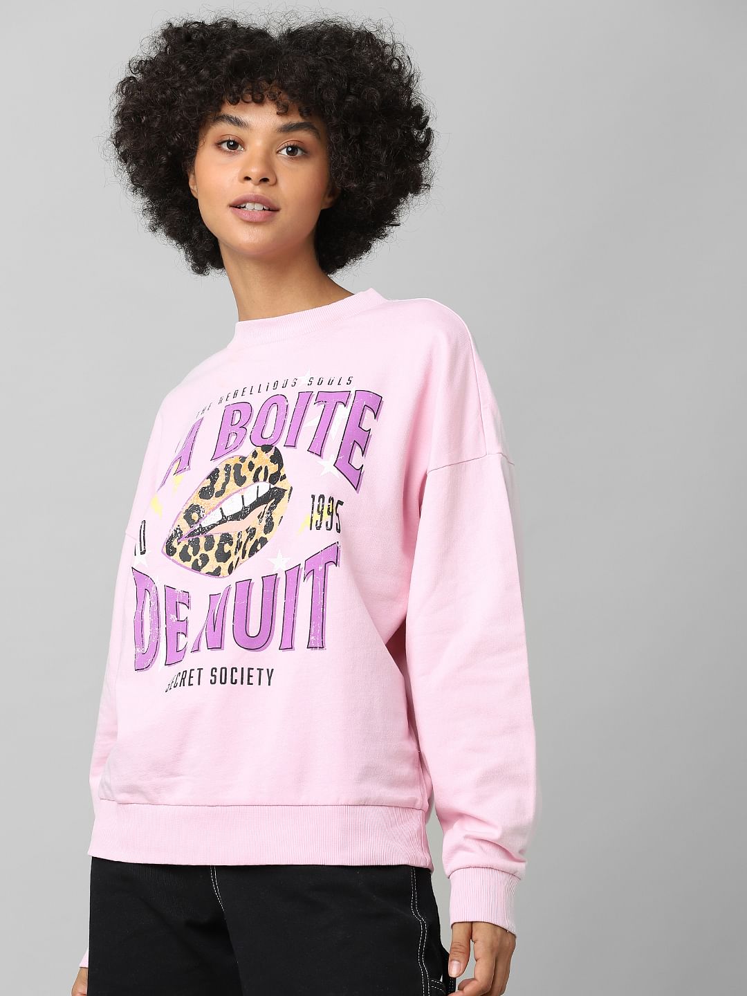 Pink Typographic Print Sweatshirt