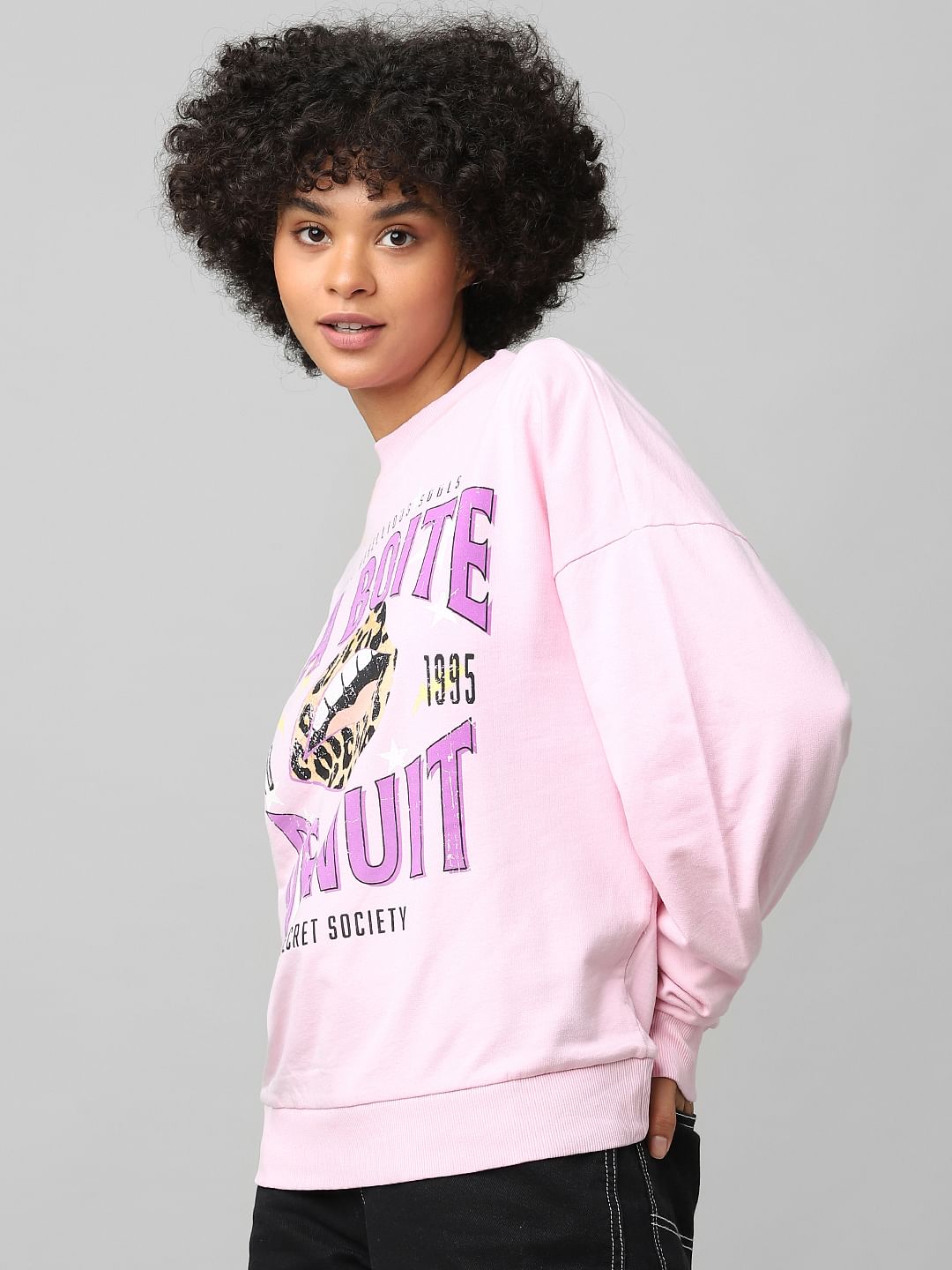 Pink Typographic Print Sweatshirt