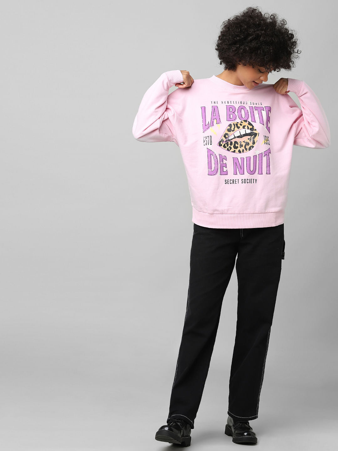 Pink Typographic Print Sweatshirt