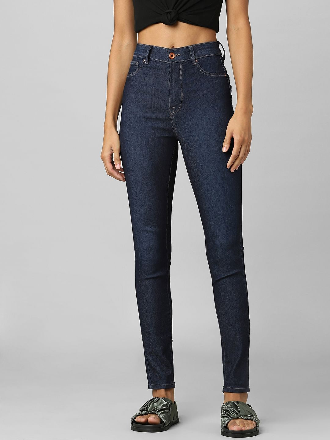 Dark Blue High Waist Skinny Jeans