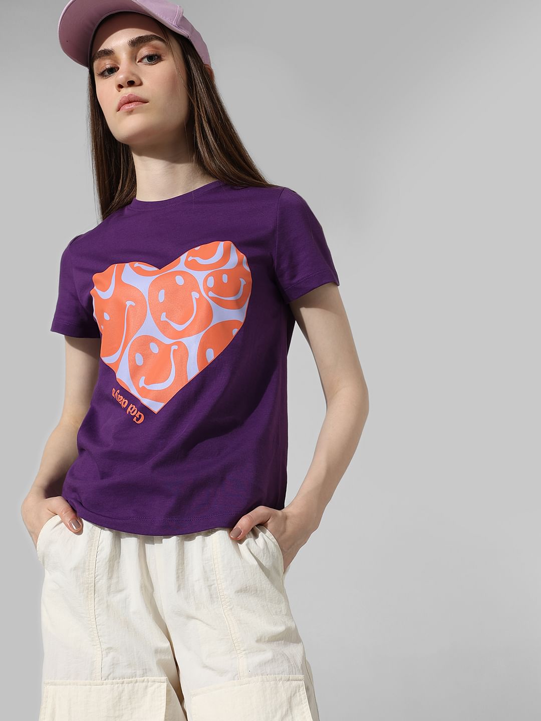Purple Graphic Print T-shirt
