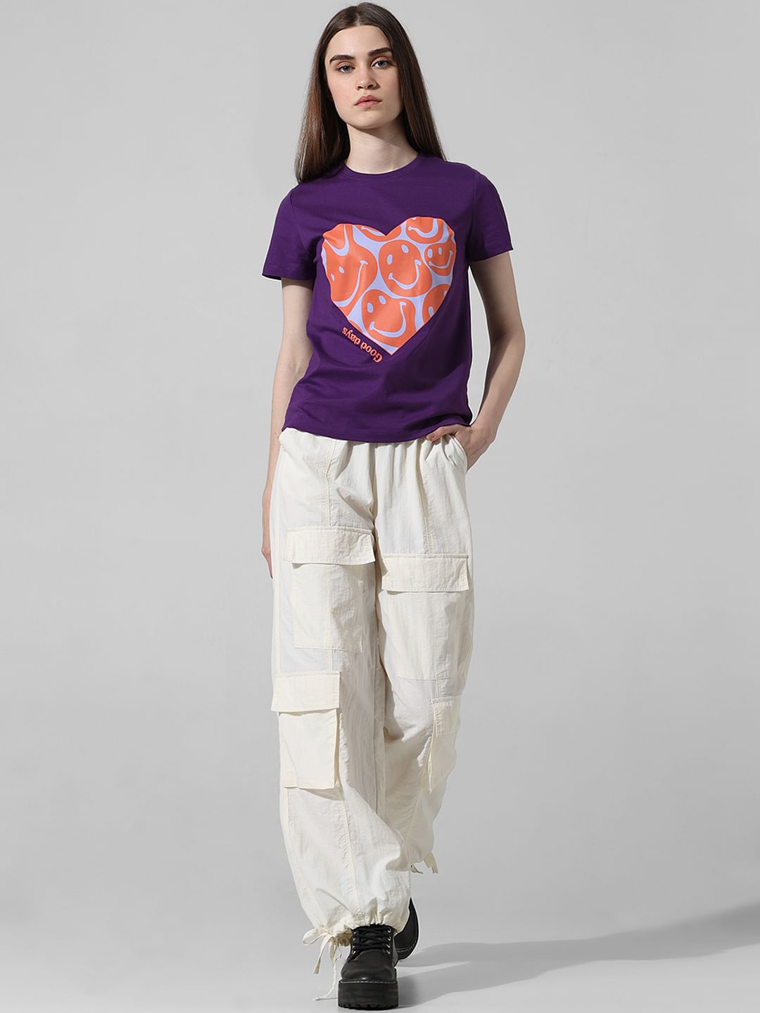 Purple Graphic Print T-Shirt