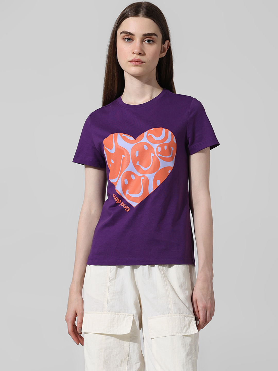 Purple Graphic Print T-Shirt