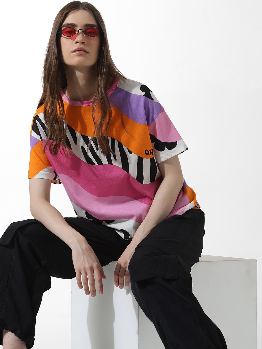Multi-Colour Printed Oversized T-Shirt