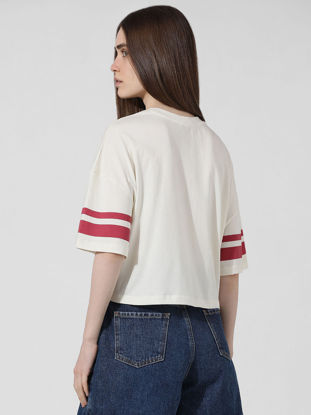 Cream Printed Oversized T-Shirt