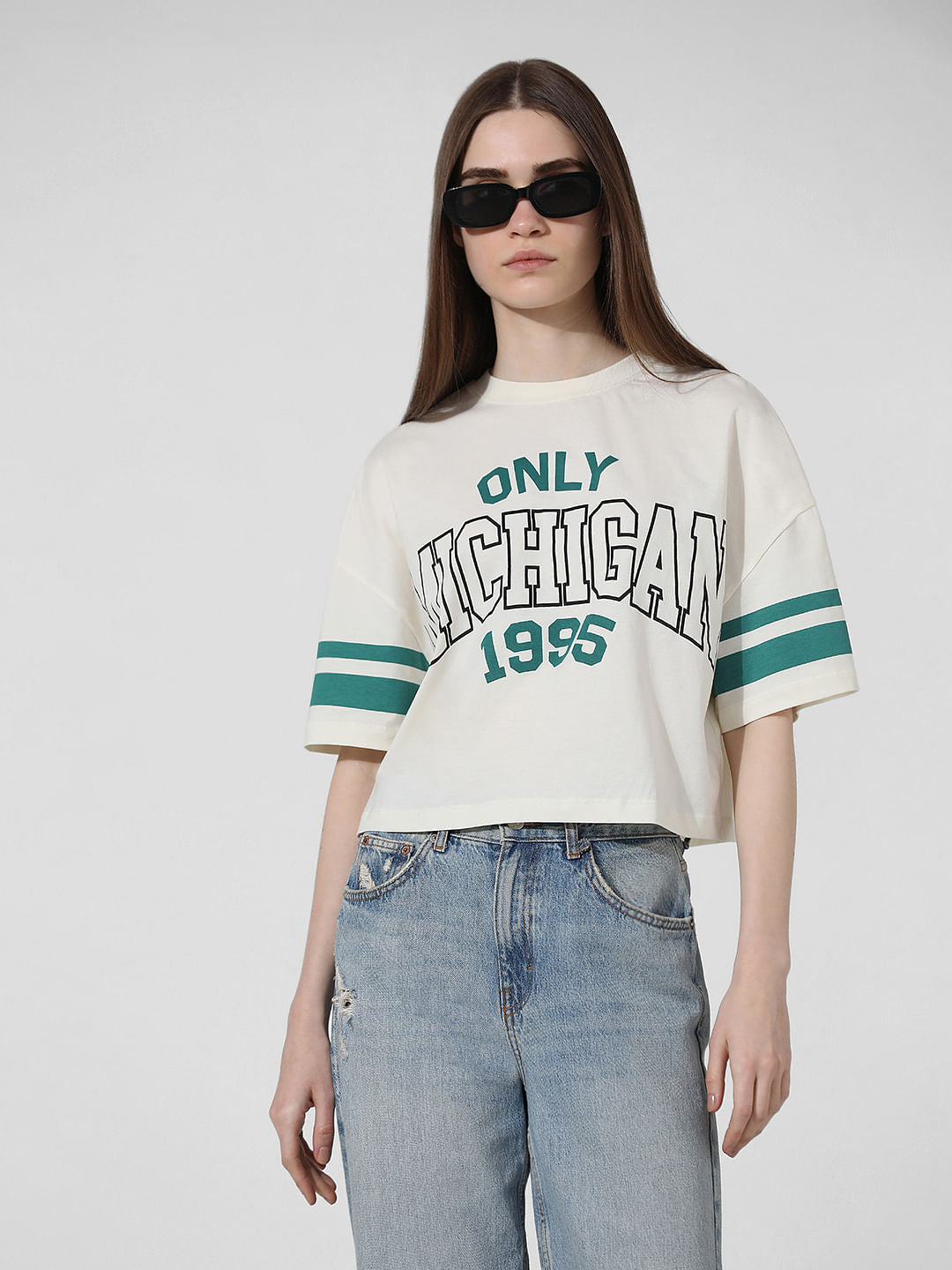 White Printed Oversized T-Shirt