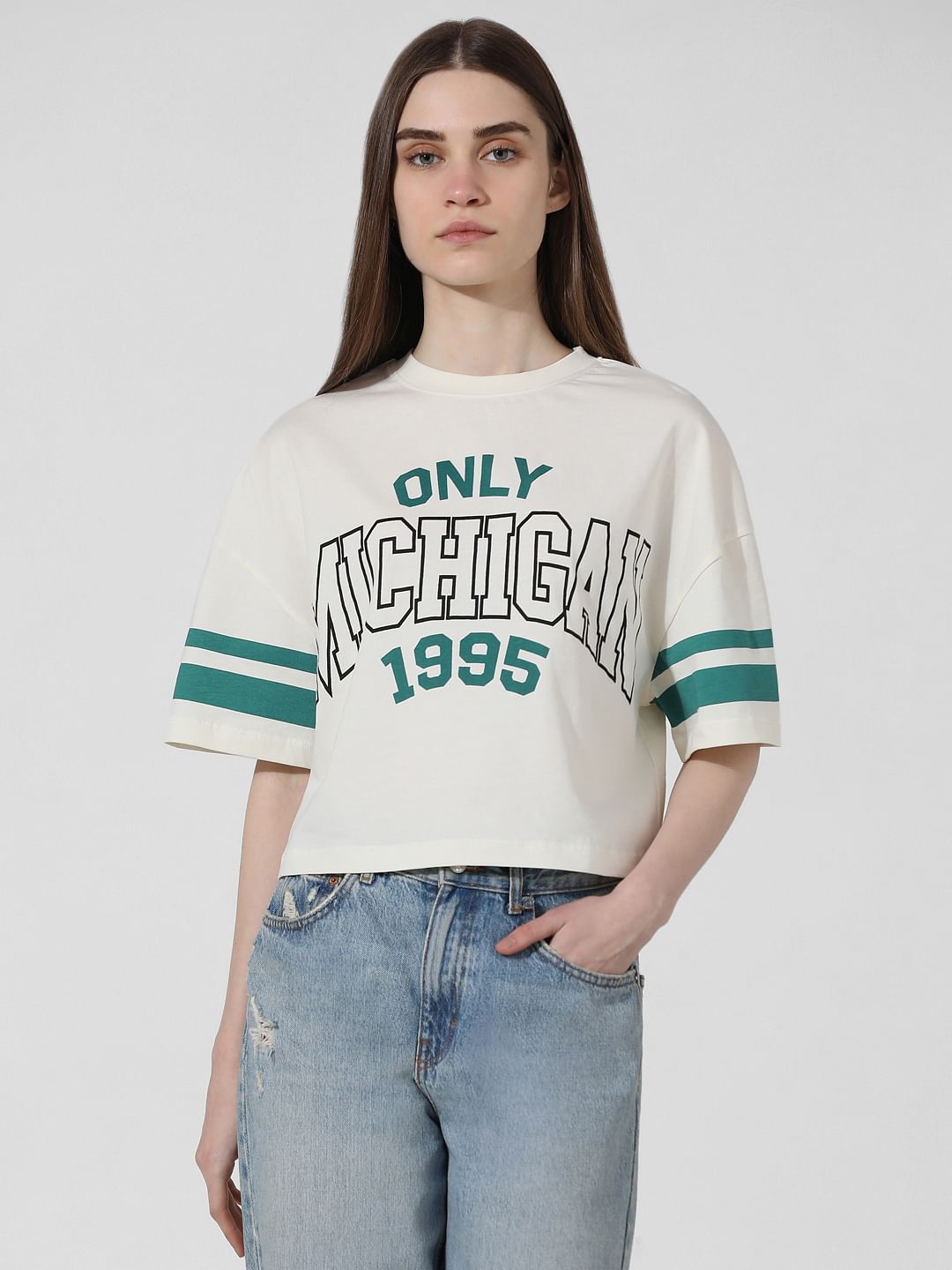 White Printed Oversized T-Shirt