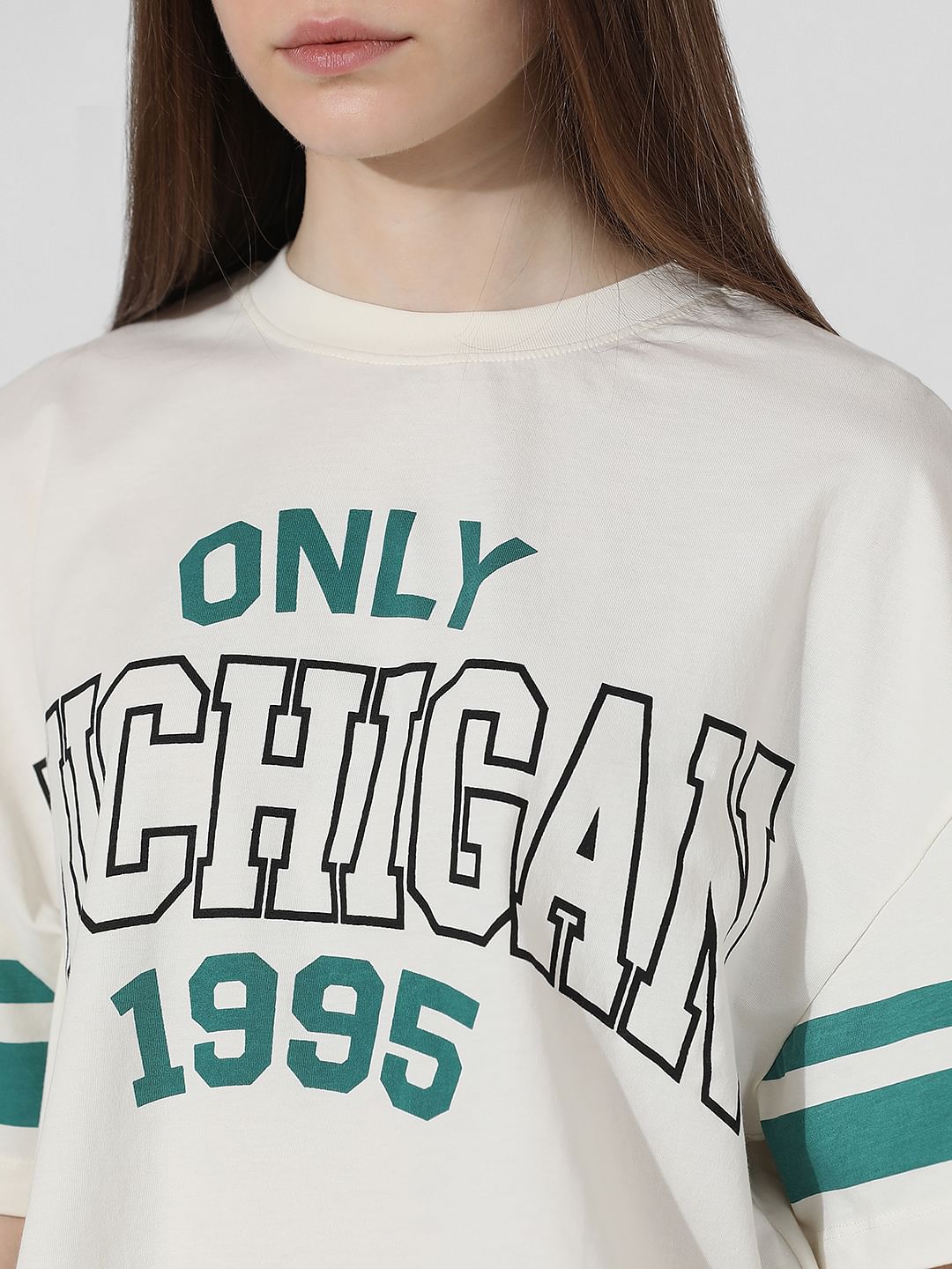 White Printed Oversized T-Shirt