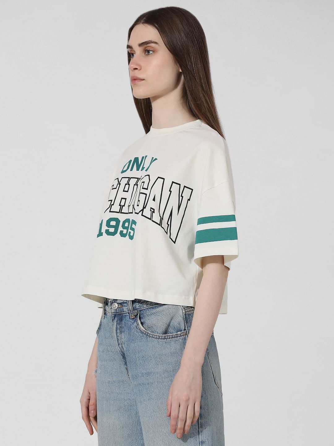 White Printed Oversized T-Shirt