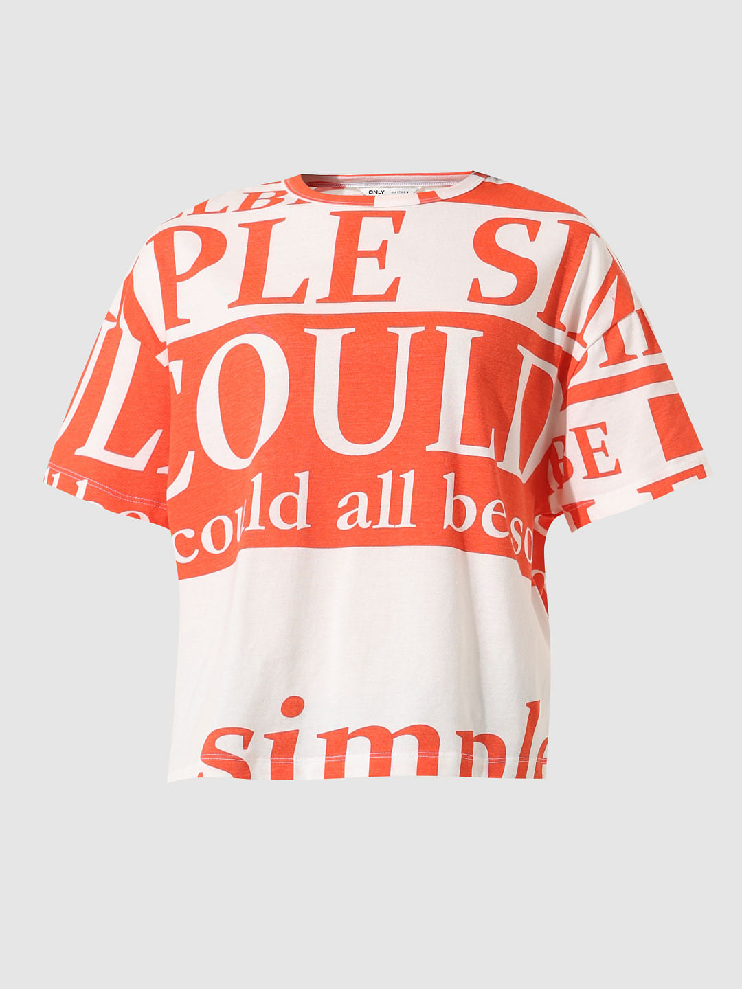 Orange Printed Boxy Fit T-Shirt