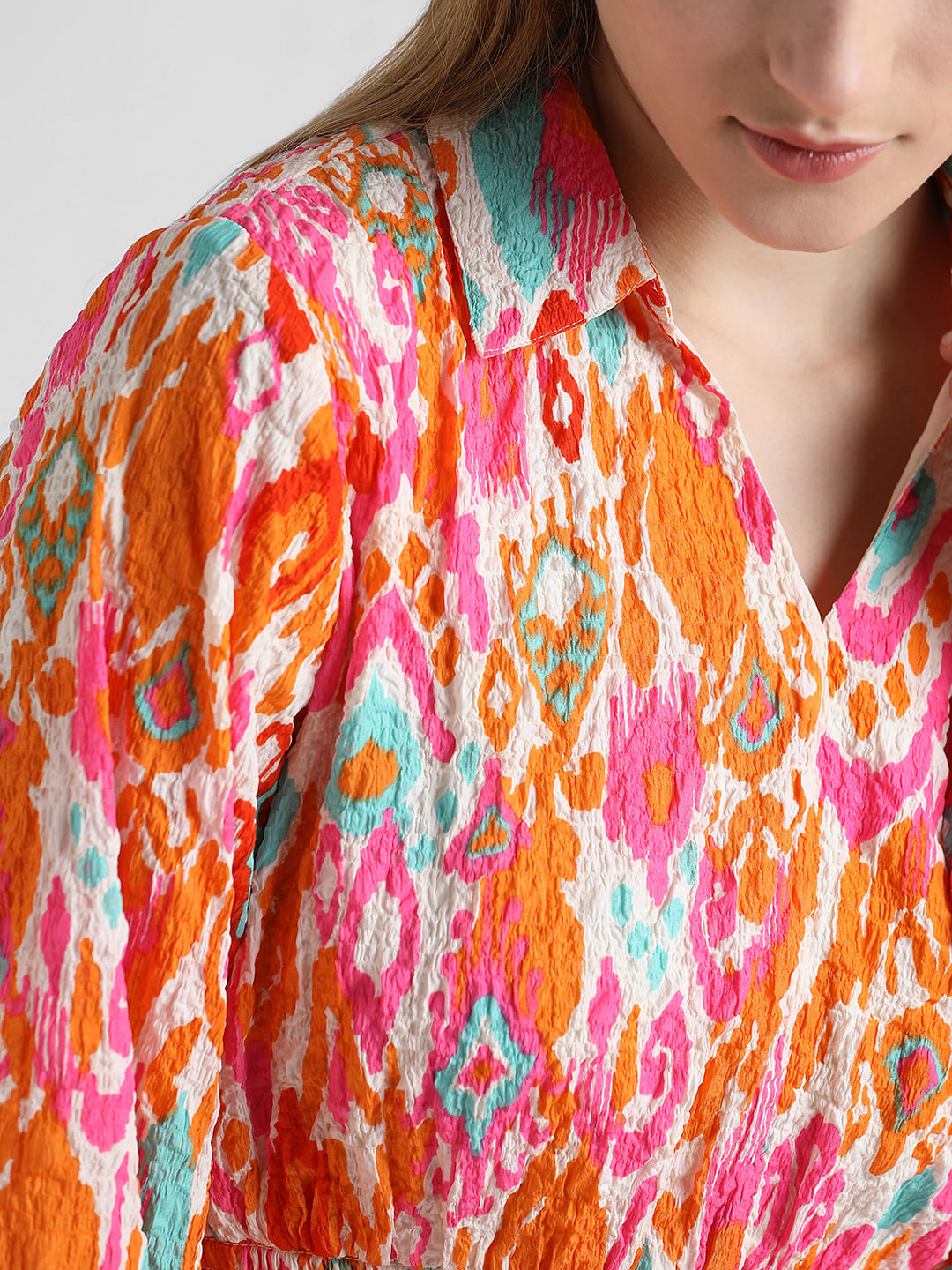 Pink Abstract Print Fit & Flare Dress