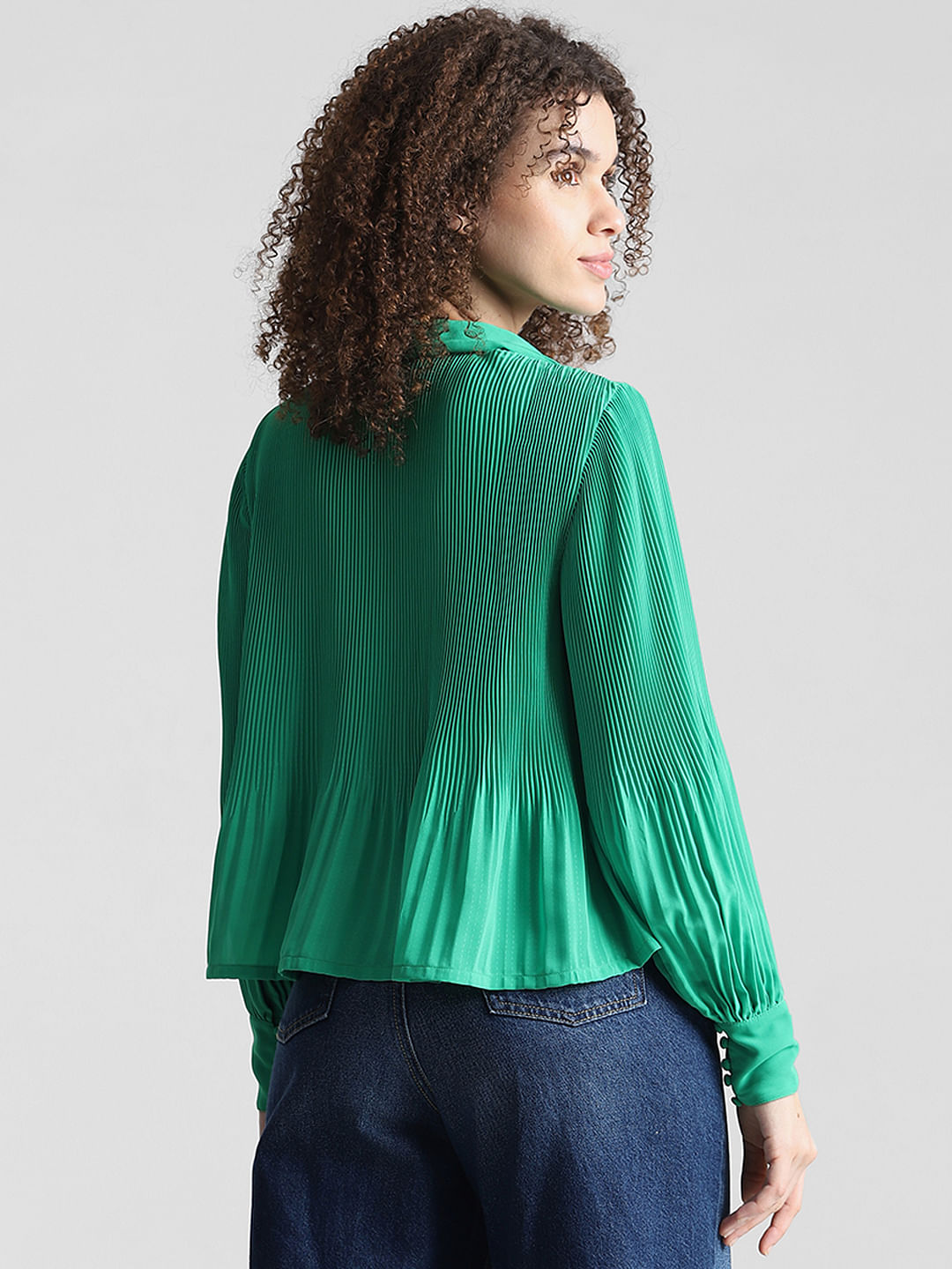 Green Pliss Full Sleeves Shirt