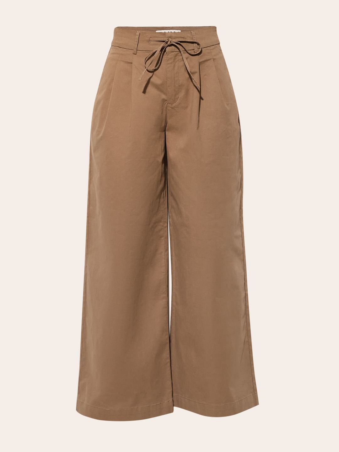 Brown High Ties Wide Leg Pants