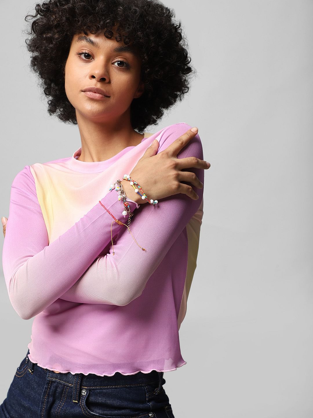 Purple Tie-Dye Mesh Top