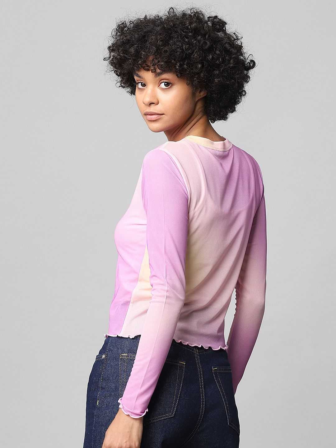 Purple Tie-Dye Mesh Top