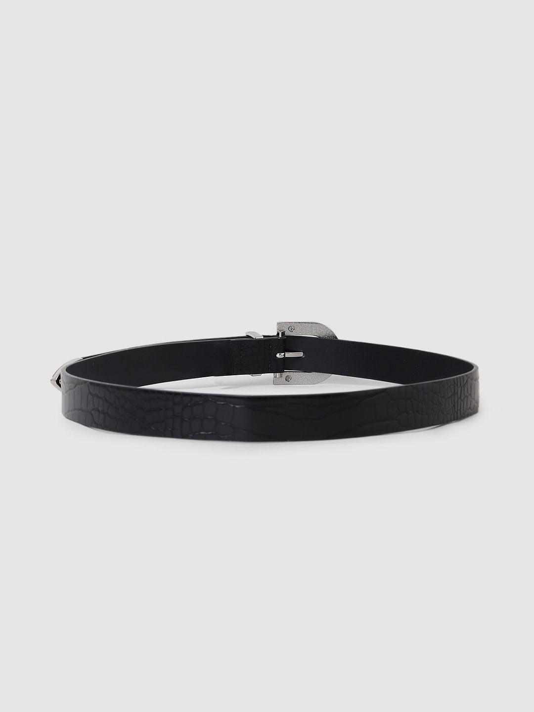 Black Croc Embossed Jeans Belt