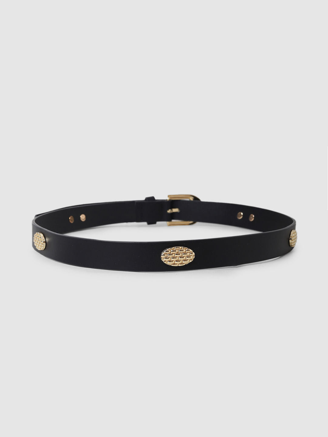 Black Golden Stud Detail Jeans Belt