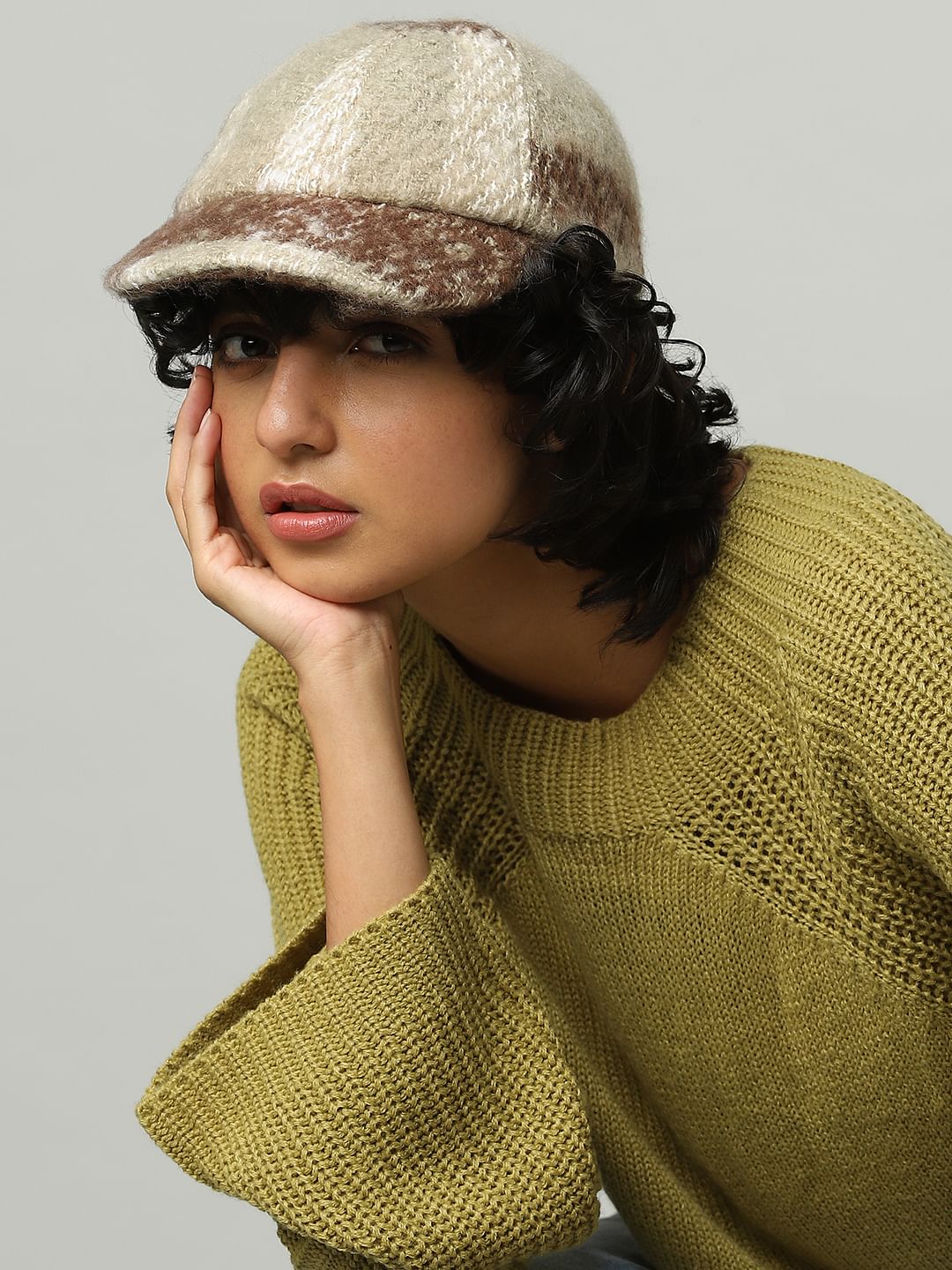 Brown Check Brushed Cap