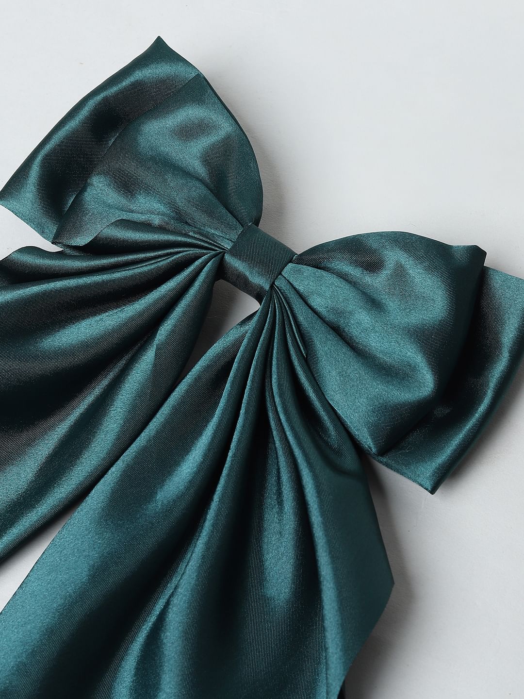 Green Satin Bow Hairclip