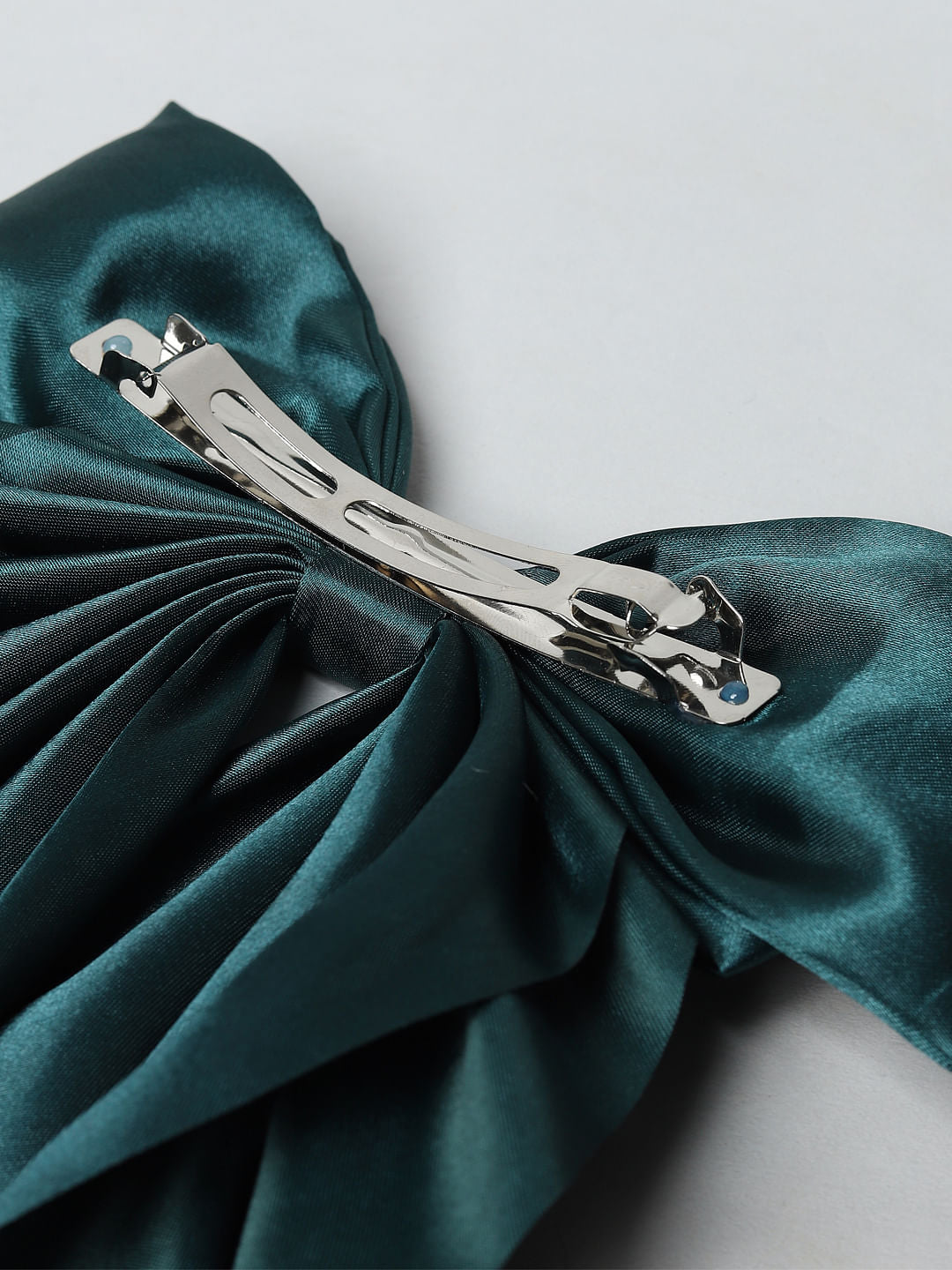 Green Satin Bow Hairclip