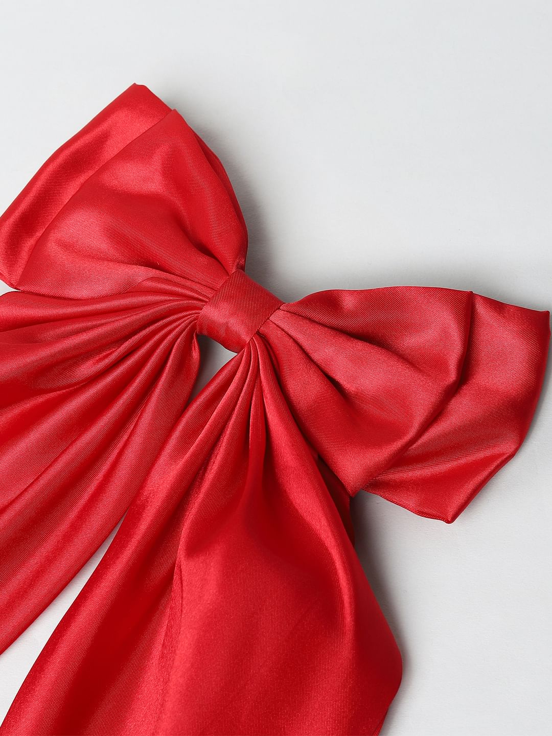 Red Satin Bow Hairclip