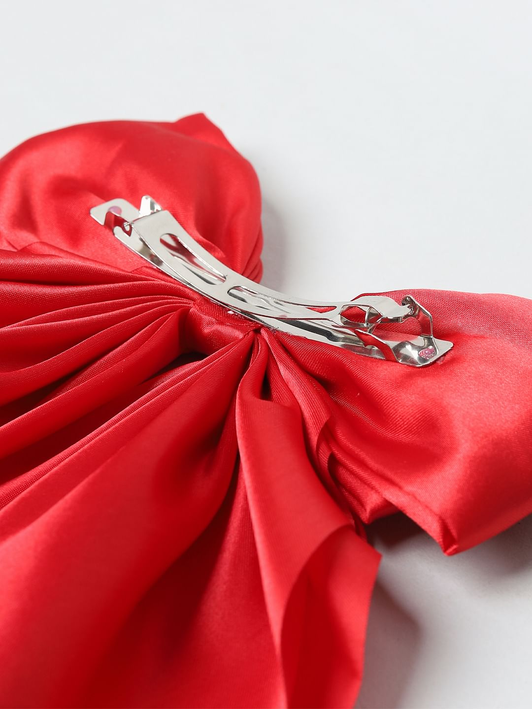 Red Satin Bow Hairclip
