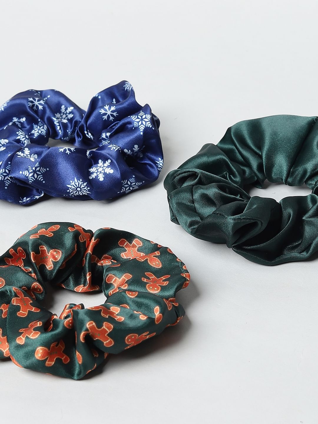 Pack Of 3 Satin Scrunchies - Multi-Coloured
