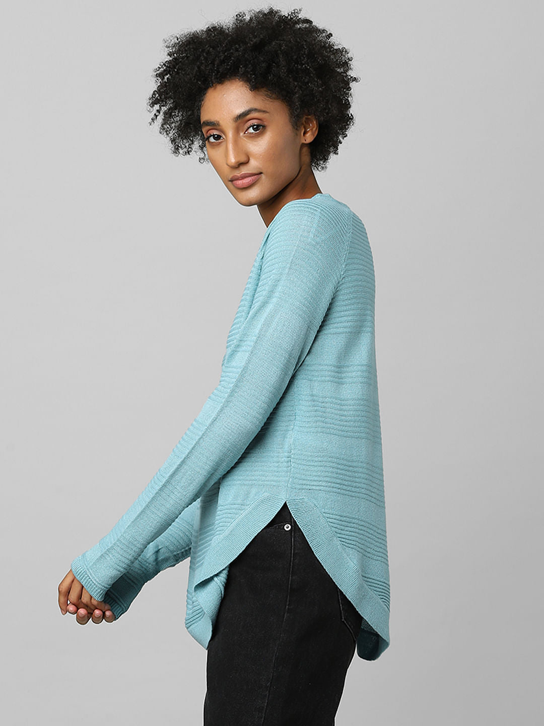 Turquoise Knitted Pullover