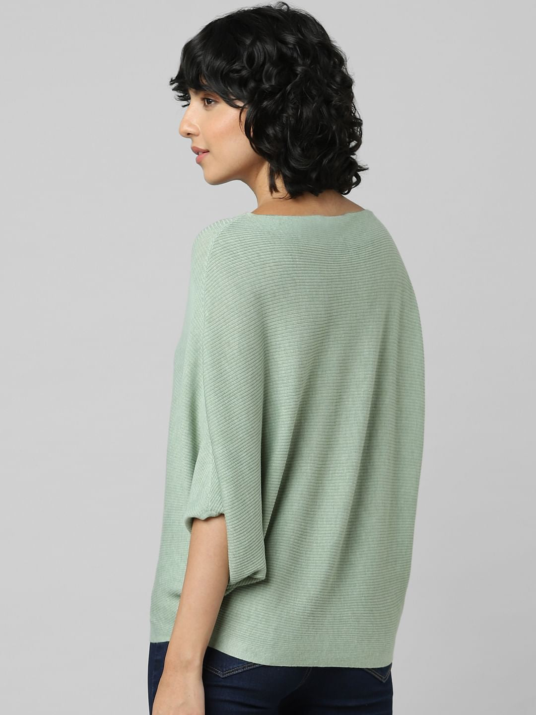 Green Bat Sleeves Pullover