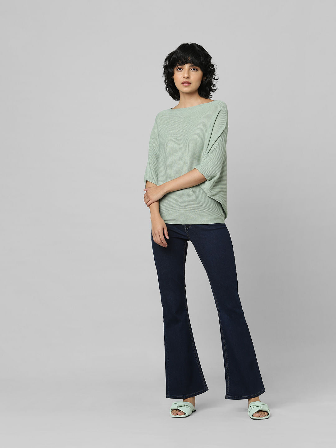 Green Bat Sleeves Pullover