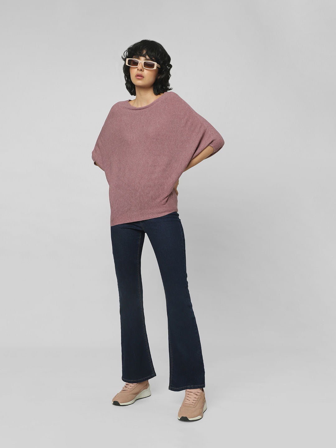 Pink Bat Sleeves Pullover