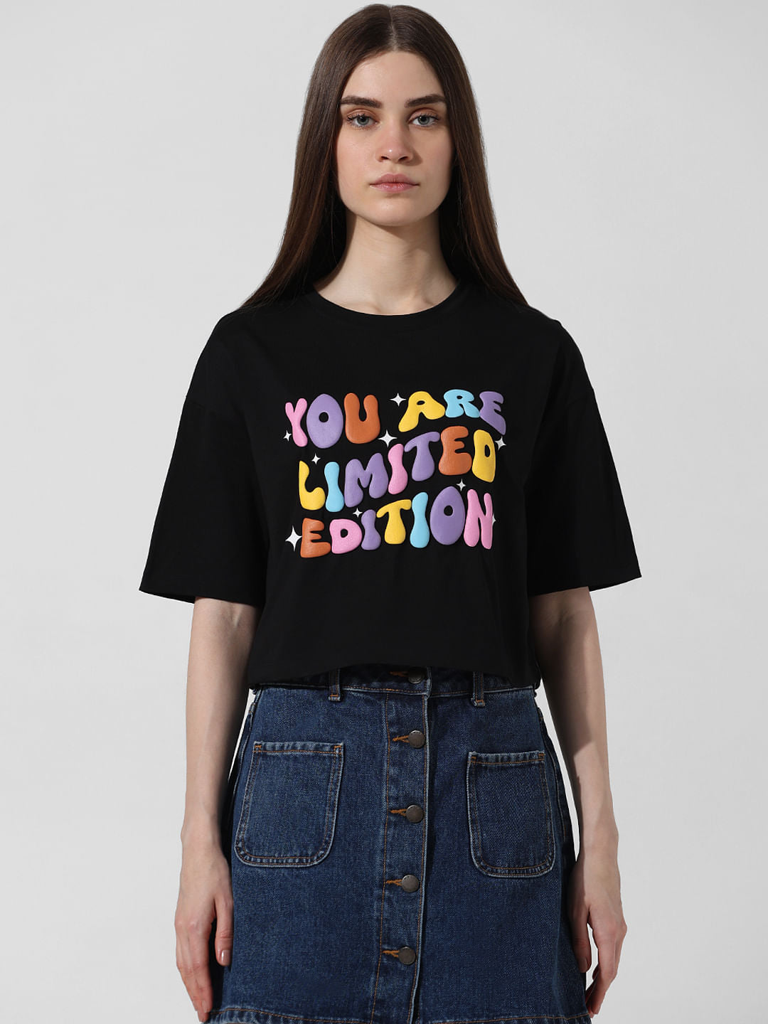 Black Printed Boxy Fit T-Shirt