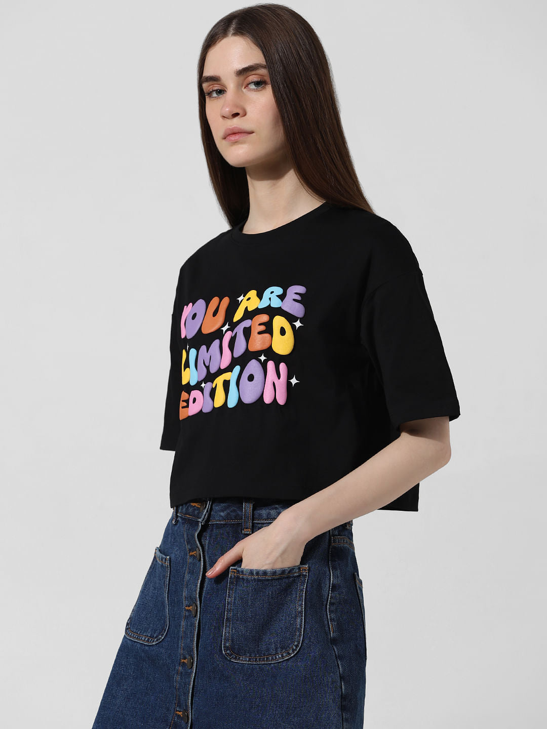 Black Printed Boxy Fit T-Shirt