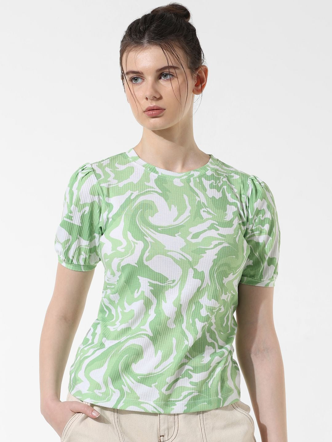 Green Abstract Print T-Shirt