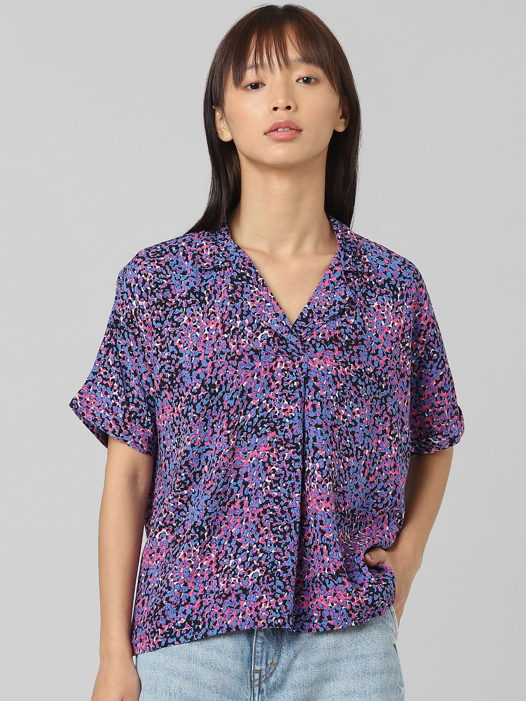 Blue Floral Print Shirt