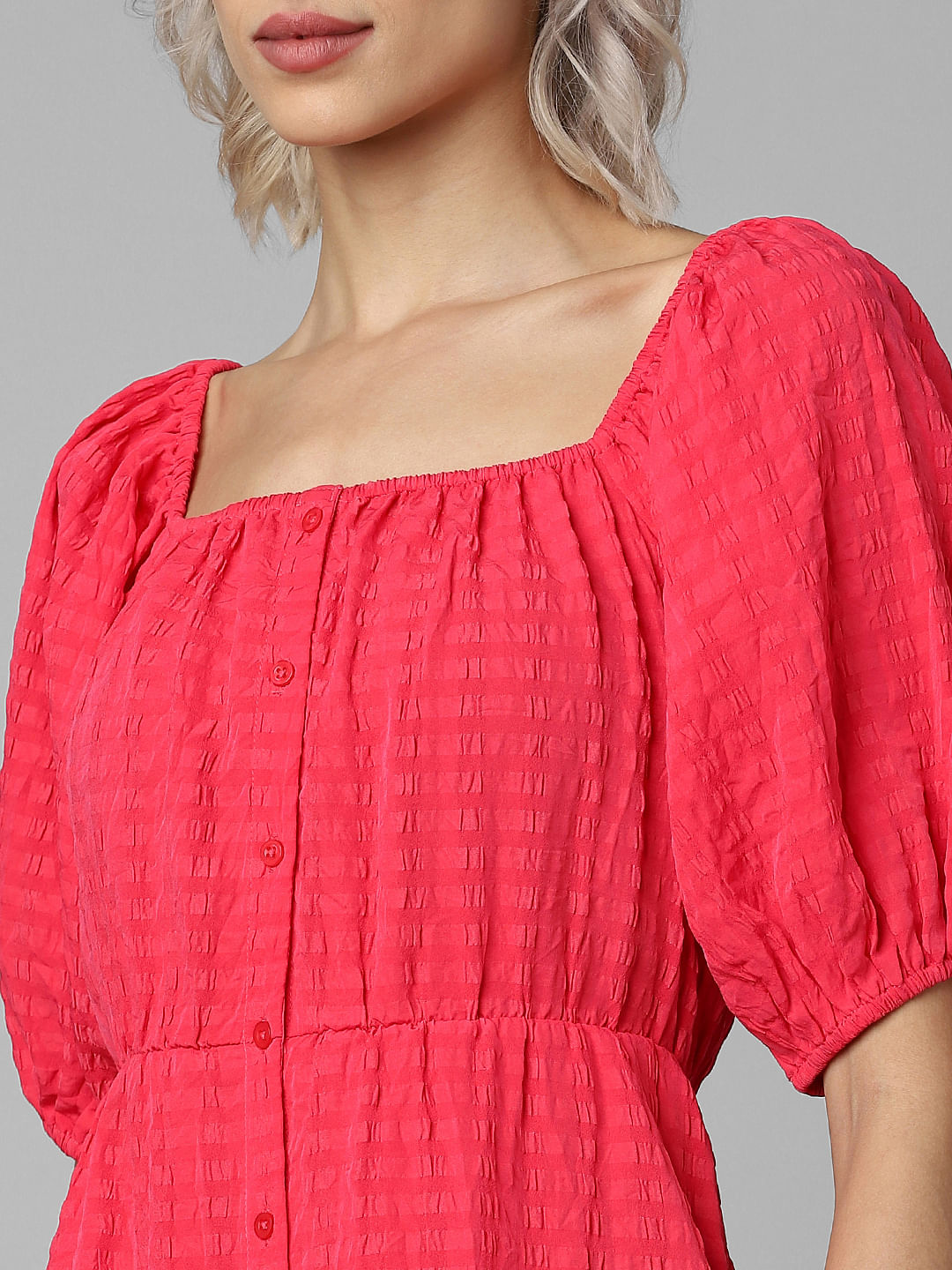 Magenta Textured Mini Dress