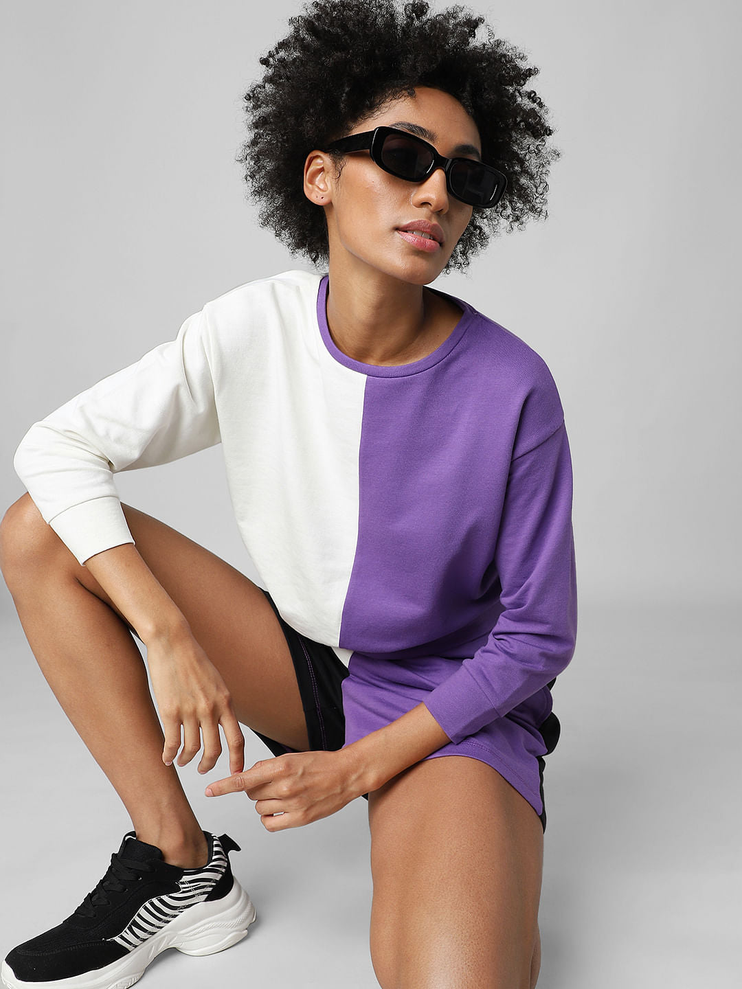 Purple Colourblocked Co-Ord Sweatshirt