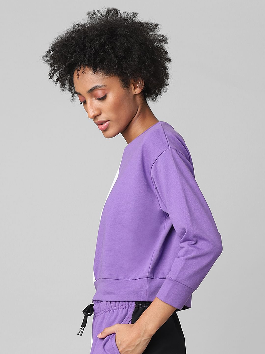 Purple Colourblocked Co-Ord Sweatshirt