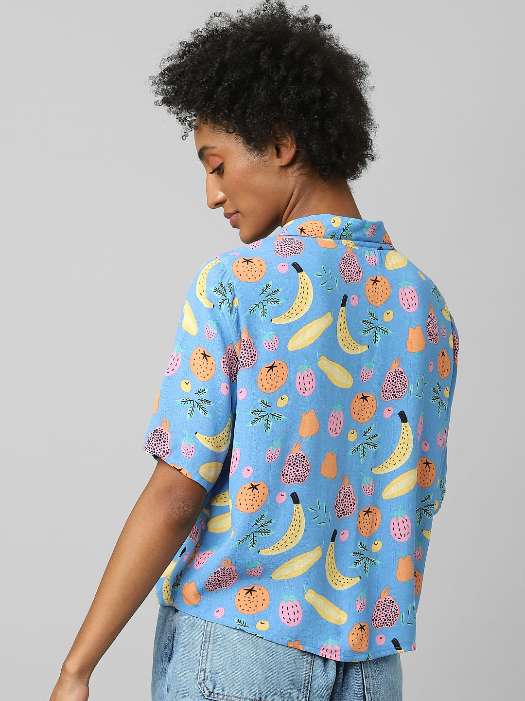 Blue Printed Resort Collar Shirt